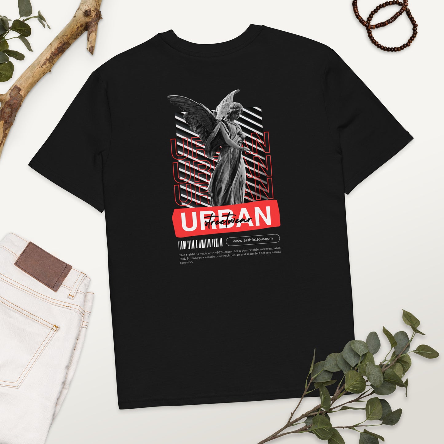 Urban Street Unisex Organic Ribbed neck T-shirt - FashFellow