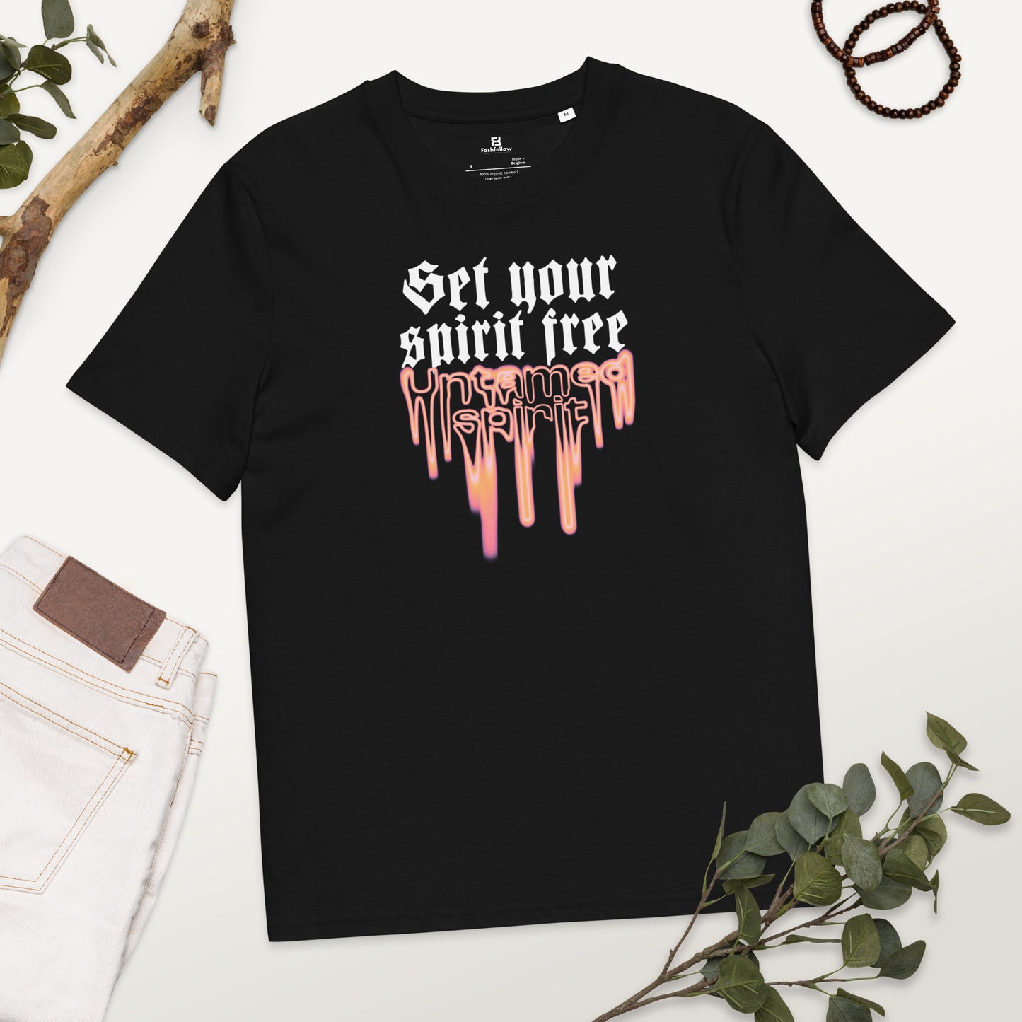 Unisex organic ribbed neck graphic printed t-shirt - FashFellow